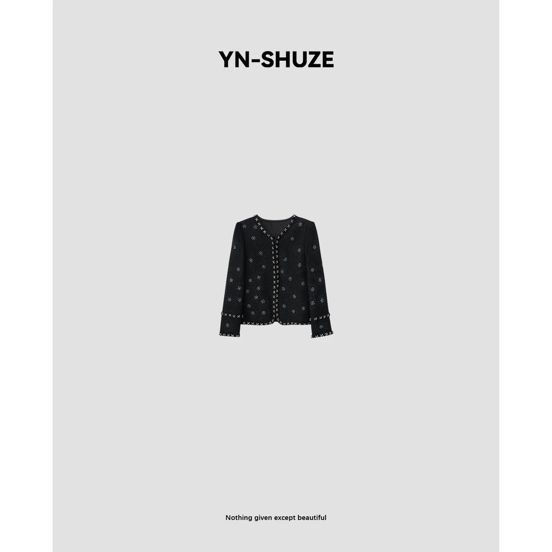 YN-SHUZE【繁花梦境】法式复古小香烫珠绵羊毛外套SZ-YNB-AF236621