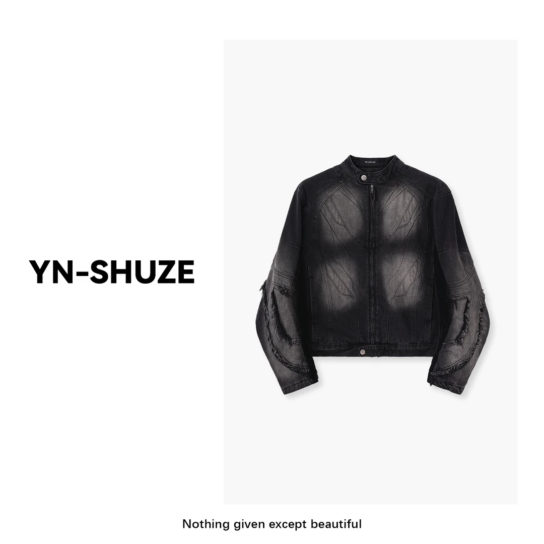 YN-SHUZE【牛仔轨迹】设计感重工复古水洗牛仔外套SZ-YNC-240801