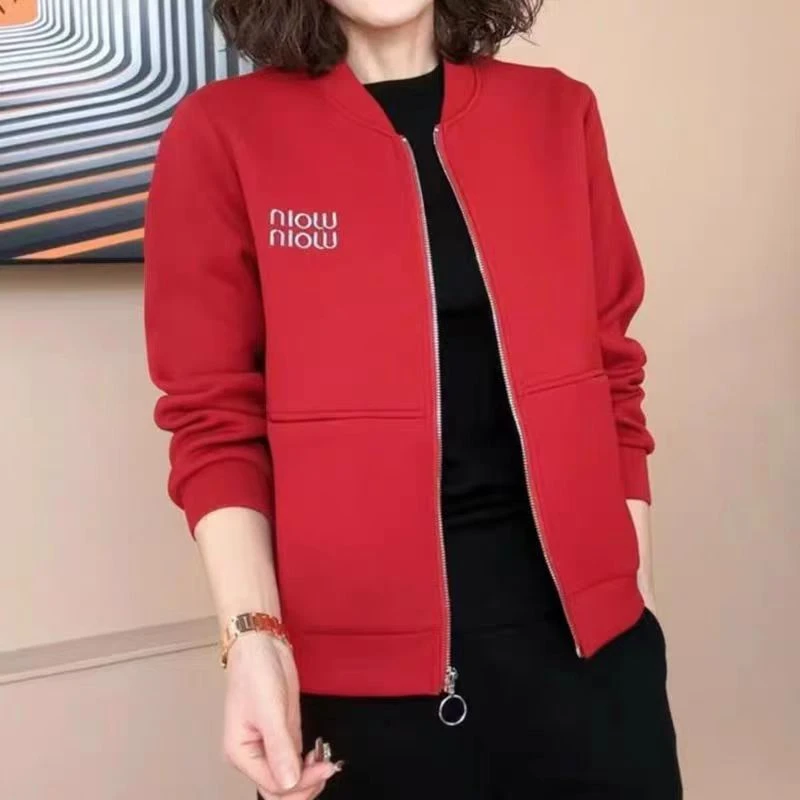 2024秋款时尚百搭显瘦洋气空气层棒球服长袖女士外套