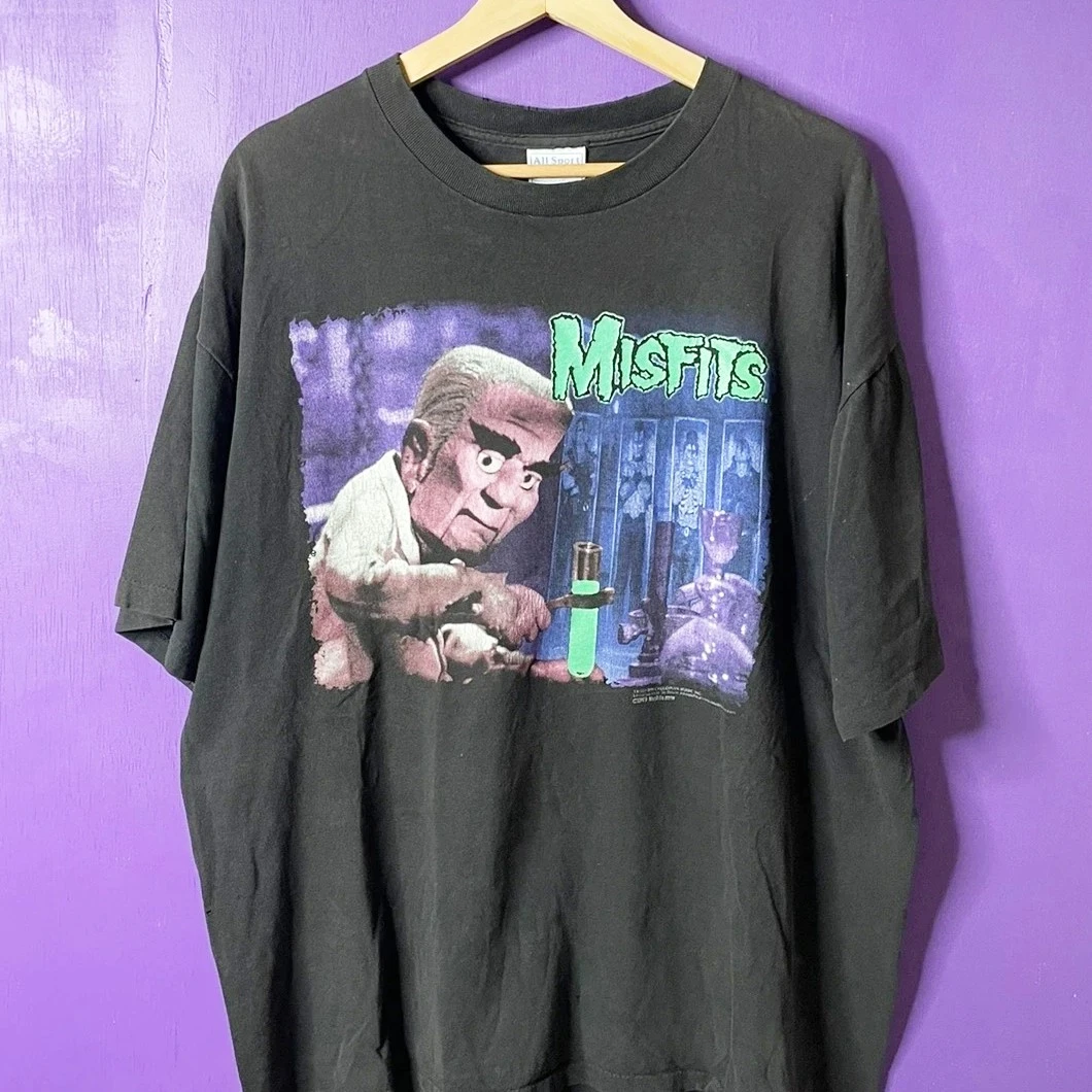 纯美式重磅直喷！还原款！misfits乐队摇滚vintage做旧水洗短袖