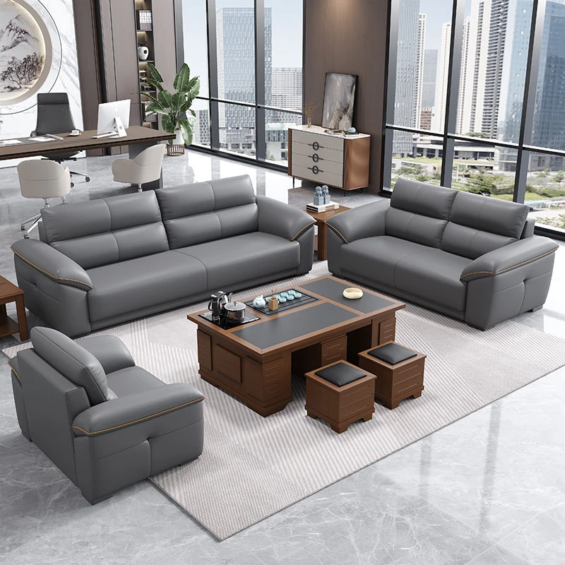 新款办公沙发办公室酒店接待会议室三人位小户型简约现代茶几组合