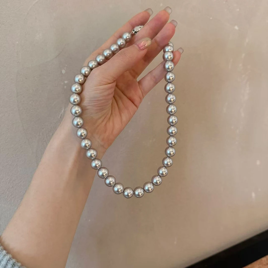 合金仿珍珠项链 韩国【BORAKOO】东大门银灰色珠珠项链