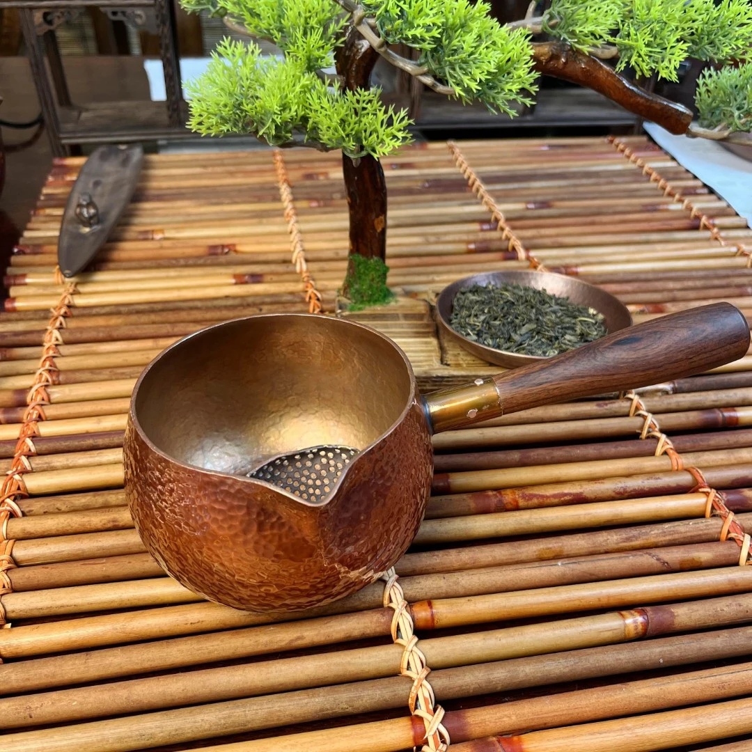 纯紫铜烤色煮茶器加厚西北人罐罐茶锤纹侧把铜公道杯纯铜煮茶罐