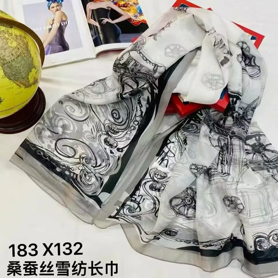 【红儿花开】新款真丝雪纺加长加大气质丝巾180*140