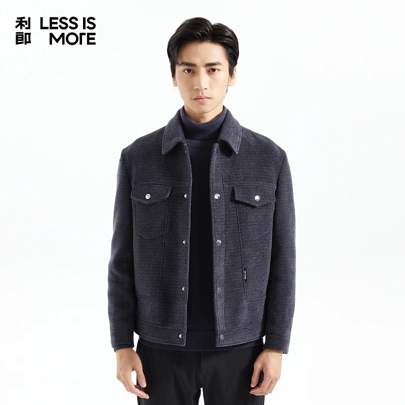 [商场同款]利郎LESSISMORE23年秋冬保暖毛呢时尚休闲舒适男士外套