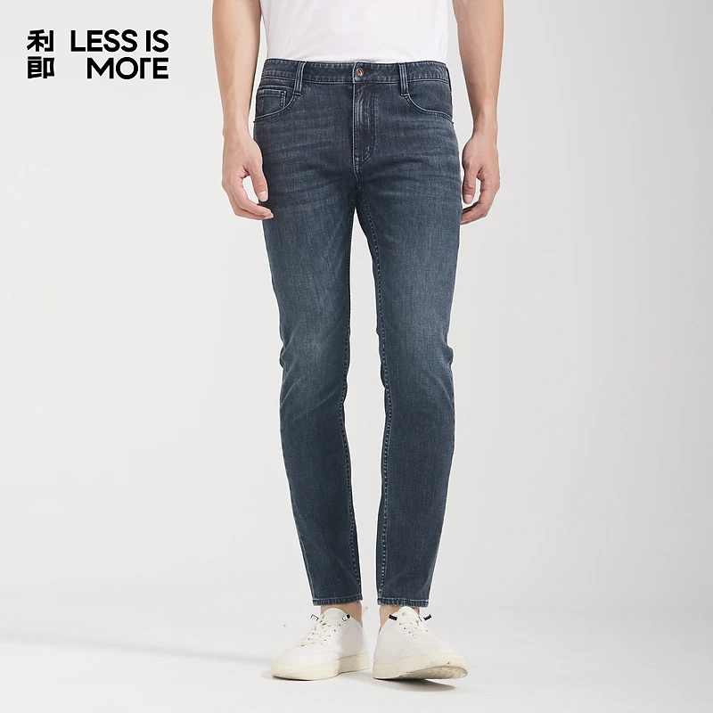 [舒适透气]利郎LESSISMORE春季牛仔裤亲肤易打理低腰窄脚男士长裤