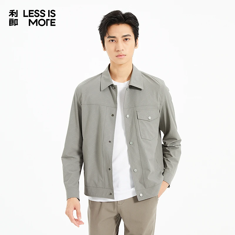利郎[舒适潮流]男士春季夹克工装翻领通勤外套休闲上衣百搭