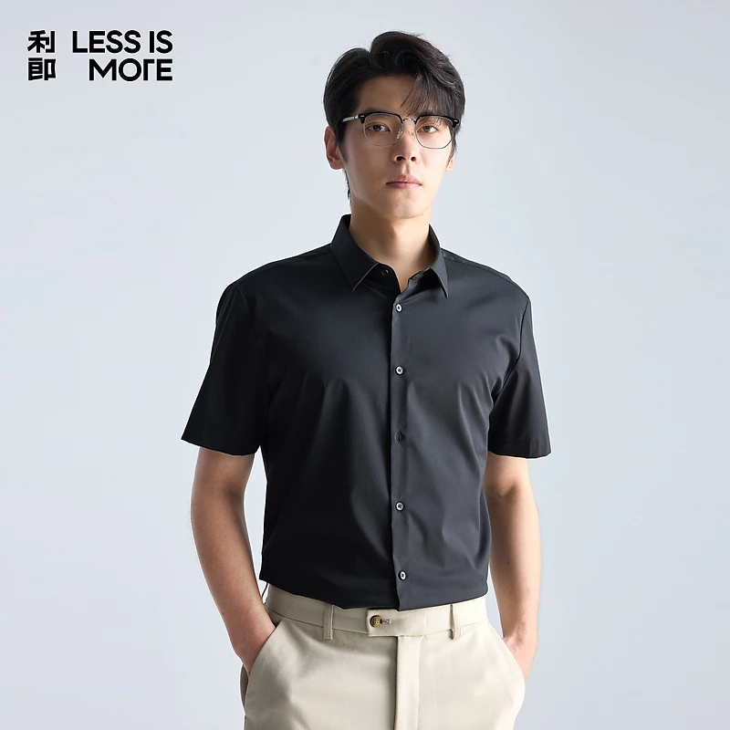 利郎【轻肤舒适】夏季新款正统衬衫宽松简约时尚日常男士商务短袖