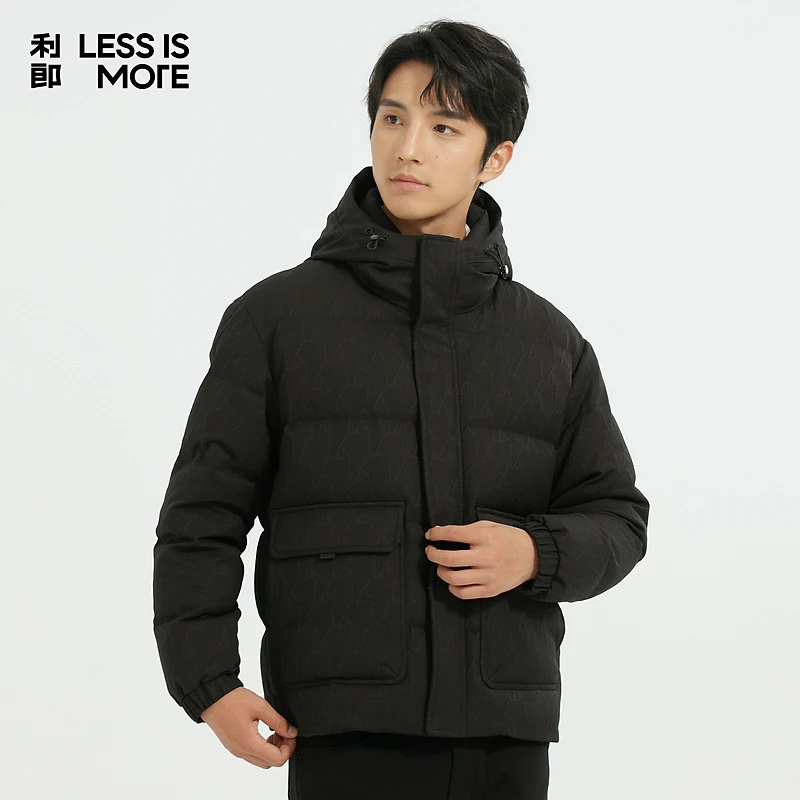 【棉感提花】利郎时尚连帽羽绒男款利郎男装官方旗舰店直播冬季外套
