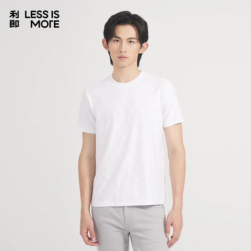 [风格提花]利郎LESSISMORE夏季T恤柔软顺滑亲肤男士圆领短袖上衣