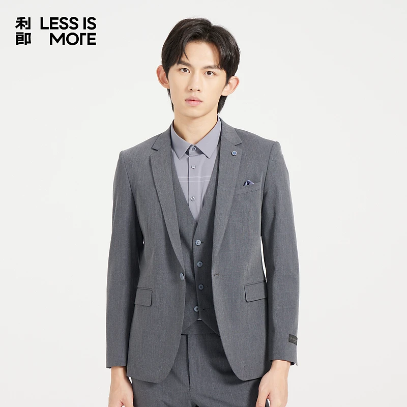 [简洁利落]利郎LESSISMORE春季西装时尚吸睛职业暗格纹男西服套装