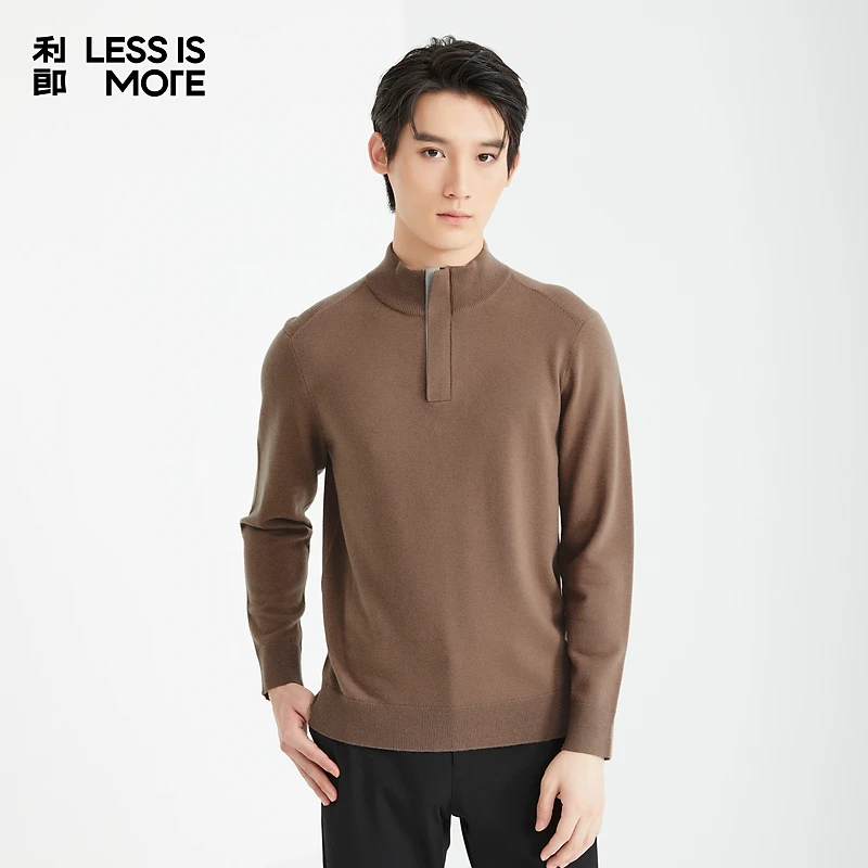 利郎【可机洗羊毛】冬季立领羊毛衫简约大方舒适保暖日常通勤上衣男