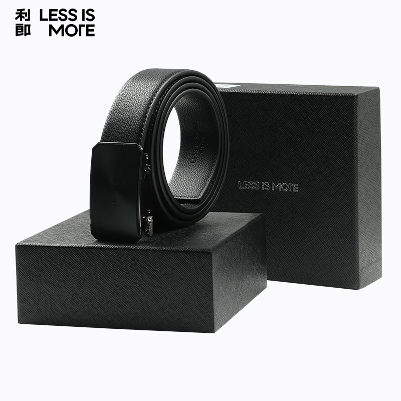 【经久耐用】利郎LESSISMORE真牛皮正统皮带男士商务经典百搭黑色