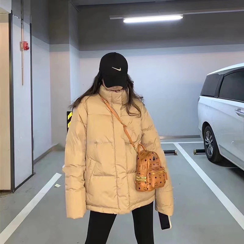 JYC52712冬季穿搭休闲宽松洋气时尚立领保暖纯色棉服外套