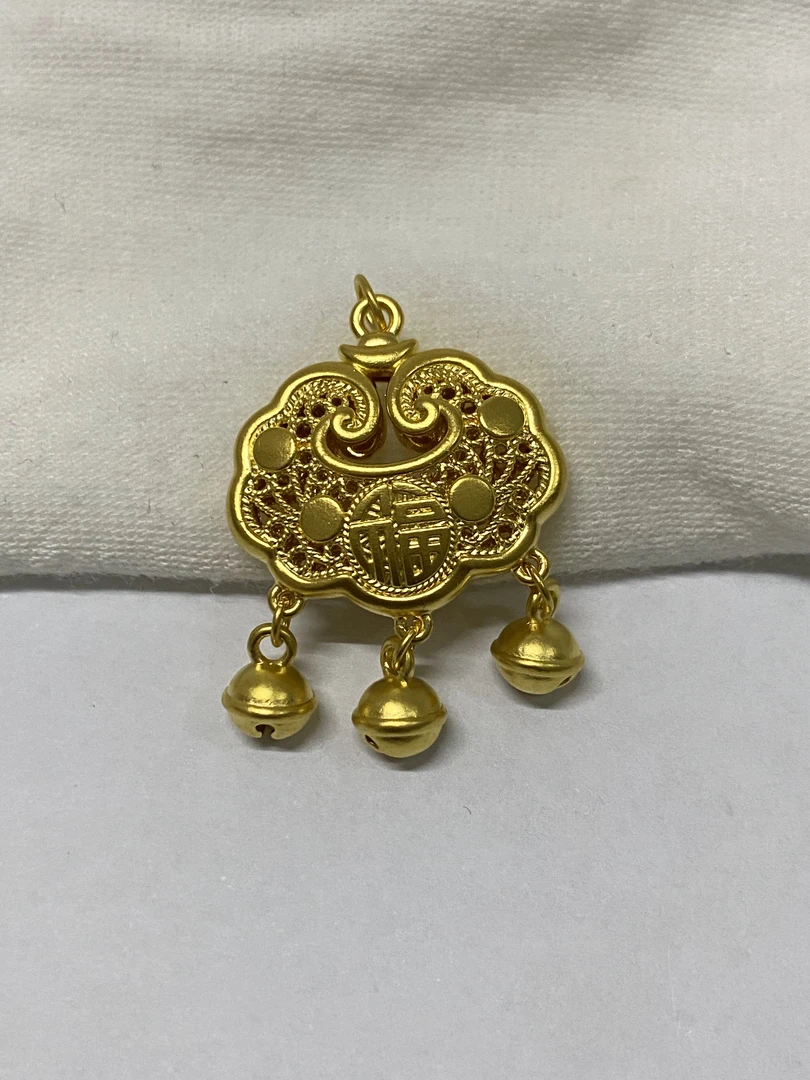 【金喜圆】足金 花丝福字铃铛锁包1.46