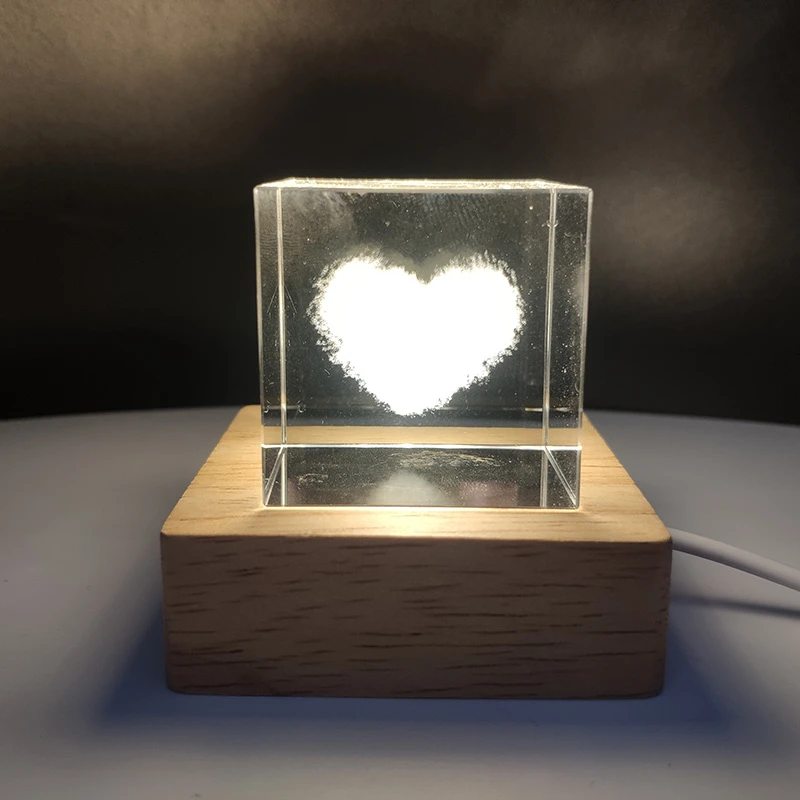 4cm发光水晶立方体家居摆件云朵ins风闺蜜女友生日礼物小夜灯解压