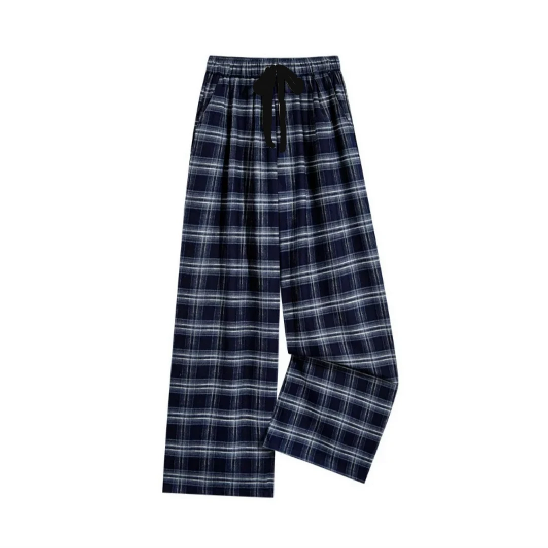 NICE圈圈、新款复古格高腰抽绳格子裤休闲裤A014