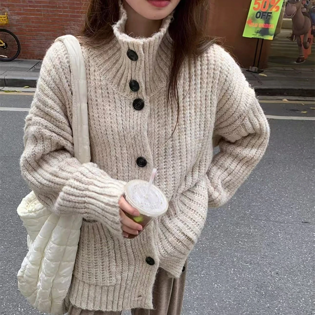 NICE圈圈、博主风慵懒毛衣外套软糯毛衣开衫外套A923