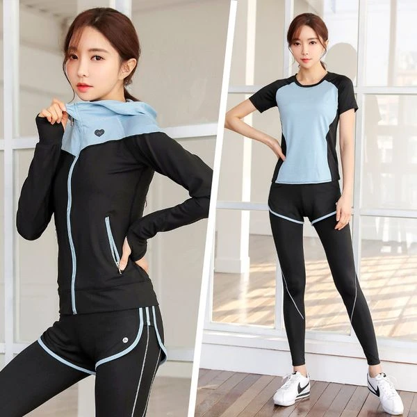 显瘦晨跑步运动衣套装女春夏秋健身房锻炼速干新款瑜伽服大码
