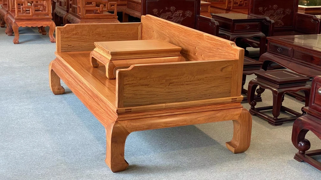 大果紫檀全独板二层皮罗汉床，全榫卯工艺天然无漆无环保工艺