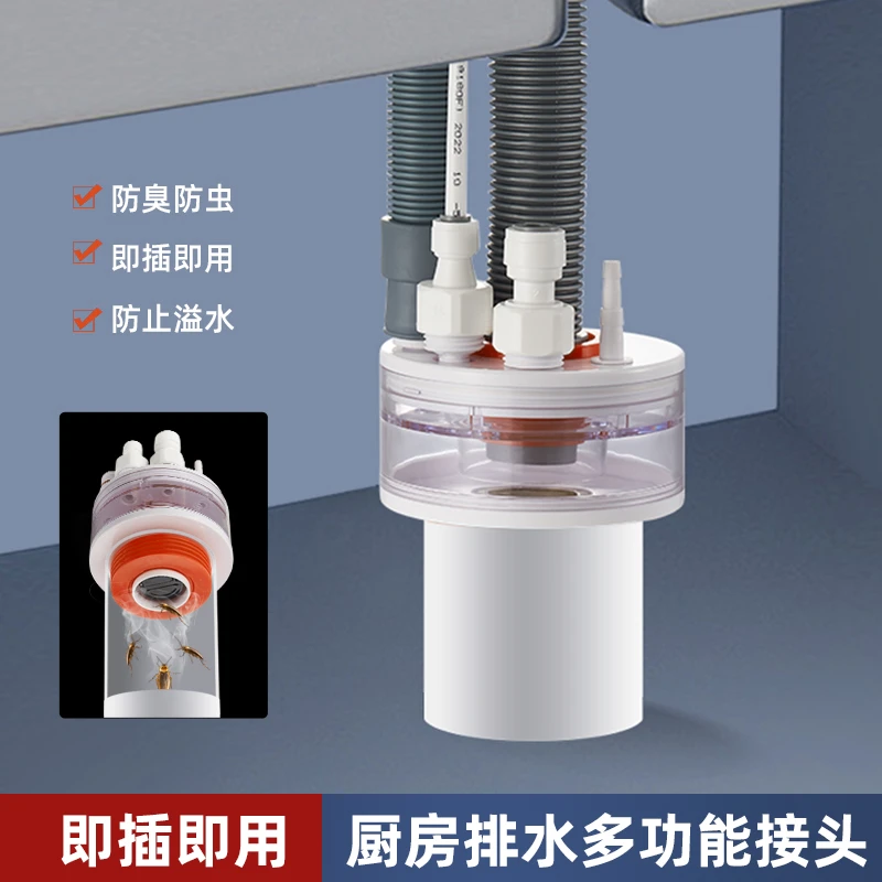 下水道密封圈厨房水槽洗碗机净水器过滤器集成接头下水管防臭神器