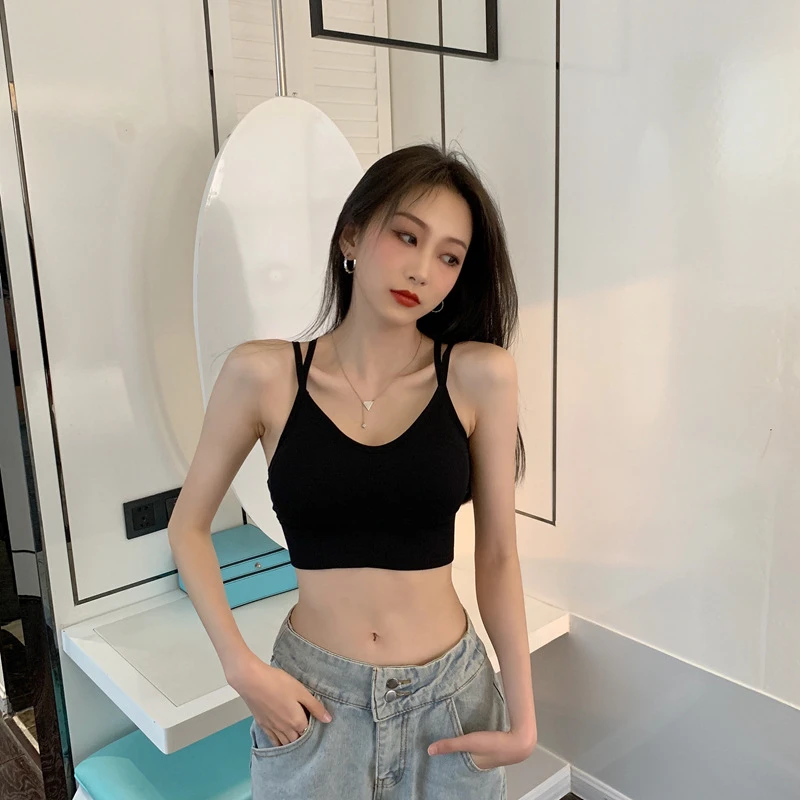 卡卡同款交叉美背裹胸抹胸无钢圈打底运动吊带背心文胸女士内衣