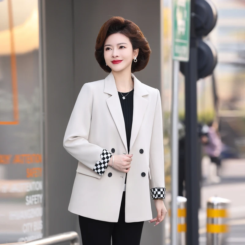 双排扣小西装女气质百搭女士小西服中年妈妈春装外套宽松时尚显瘦