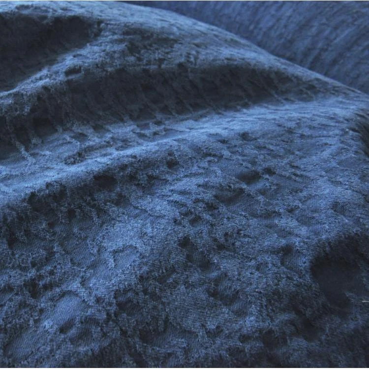 手工布料秋冬棉麻不规则提花植物靛蓝染木染设计师面料