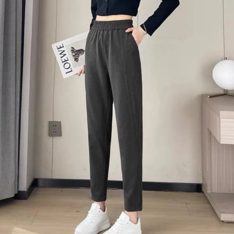 一体绒新款2005年冬季休闲时尚百搭宽松显瘦加绒外穿奶奶裤女