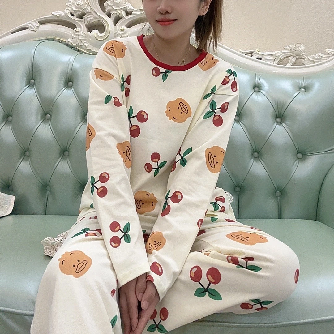 纯棉磨毛两件套家居服新款秋冬柔软舒适透气春秋休闲女士