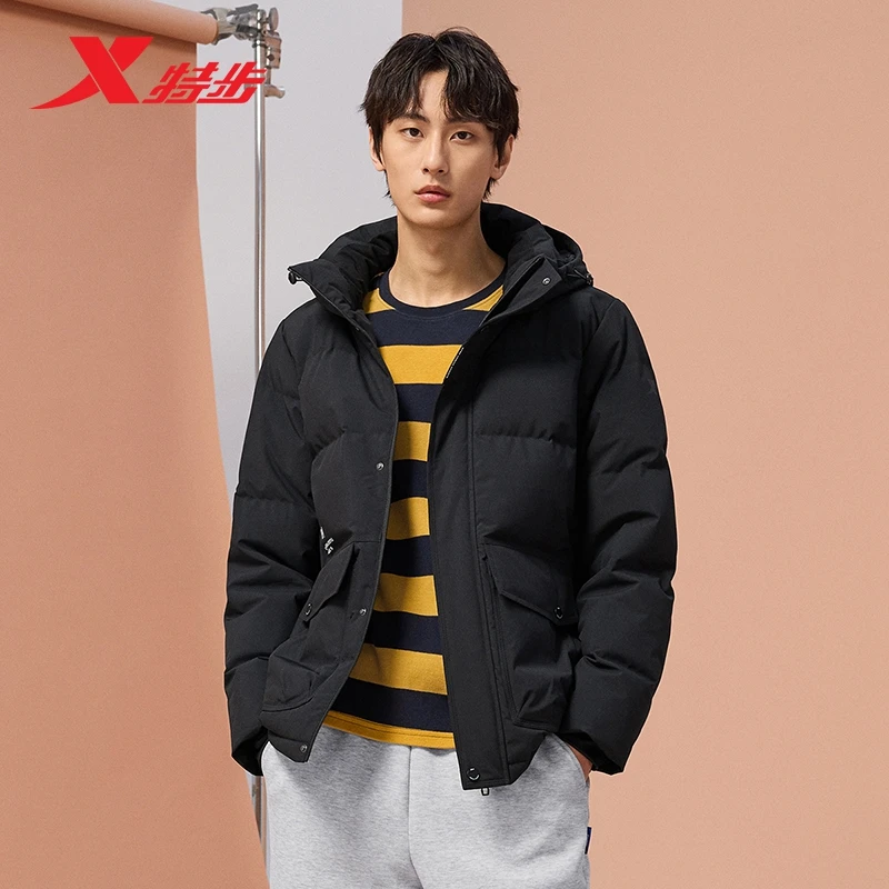 特步三防|男士连帽羽绒服秋冬保暖棉服加厚防风外套977429190172
