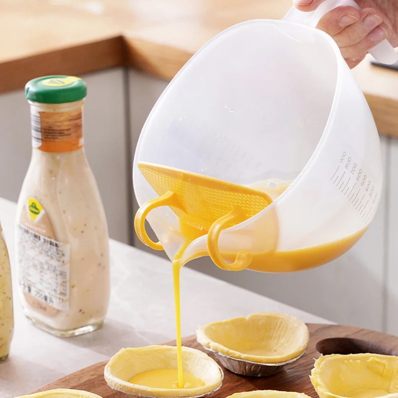 过滤量杯带刻度塑料打蛋杯1升大容量测量杯烘焙奶茶店专用