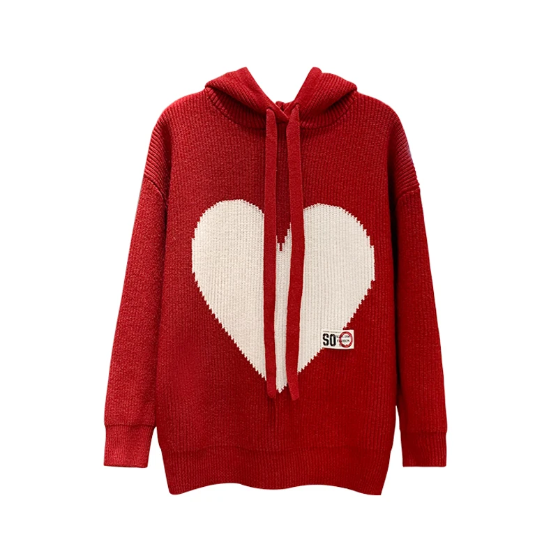 高级加厚爱心连帽毛衣91137