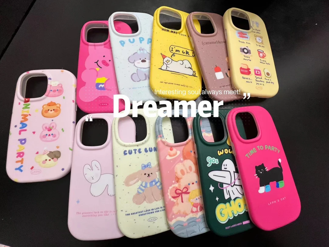 卡通ins动物插画适用iPhone15苹果14promax手机壳12/11全包情侣