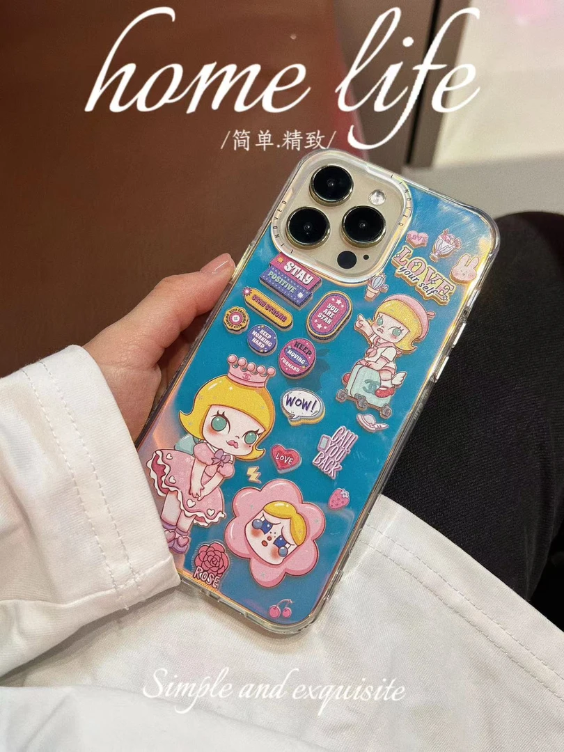 【原创】ins可爱创意适用轻奢高级卡通iPhone15promax手机壳14镭射