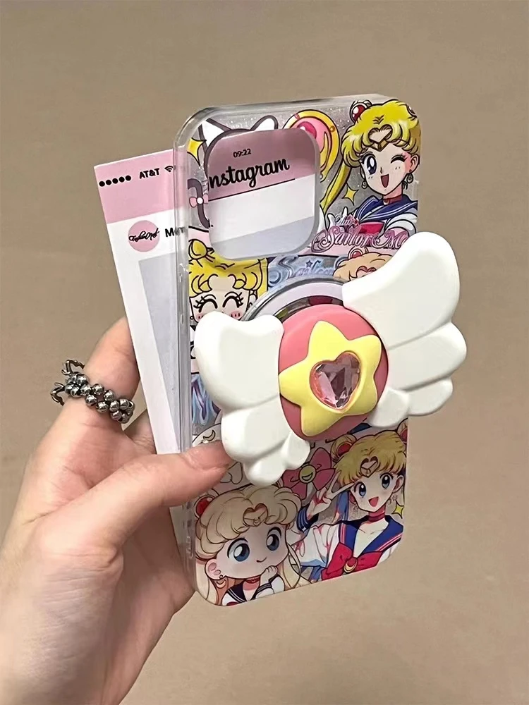 日系美少女魔法棒磁吸支架适用于苹果15promax个性14pro手机壳套