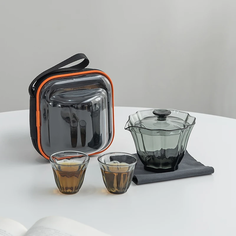玻璃旅行茶具便携式快客杯一壶二杯个人随身户外功夫茶杯泡茶壶