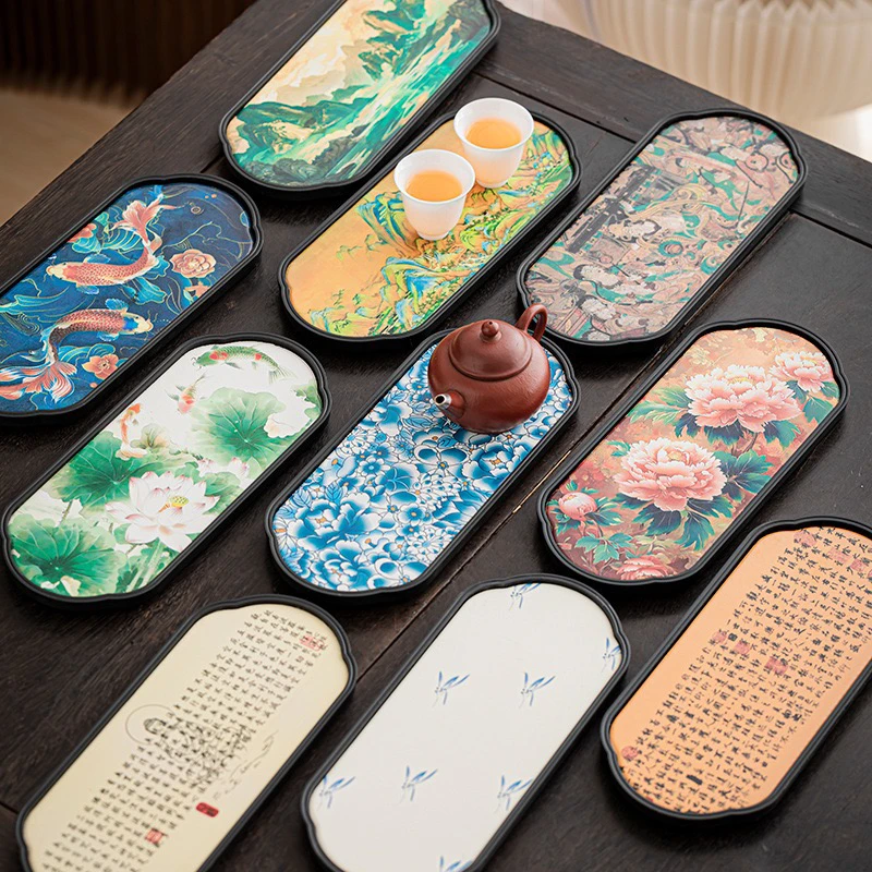 中式干泡茶盘陶瓷吸水小型家用功夫茶具创意茶托盘