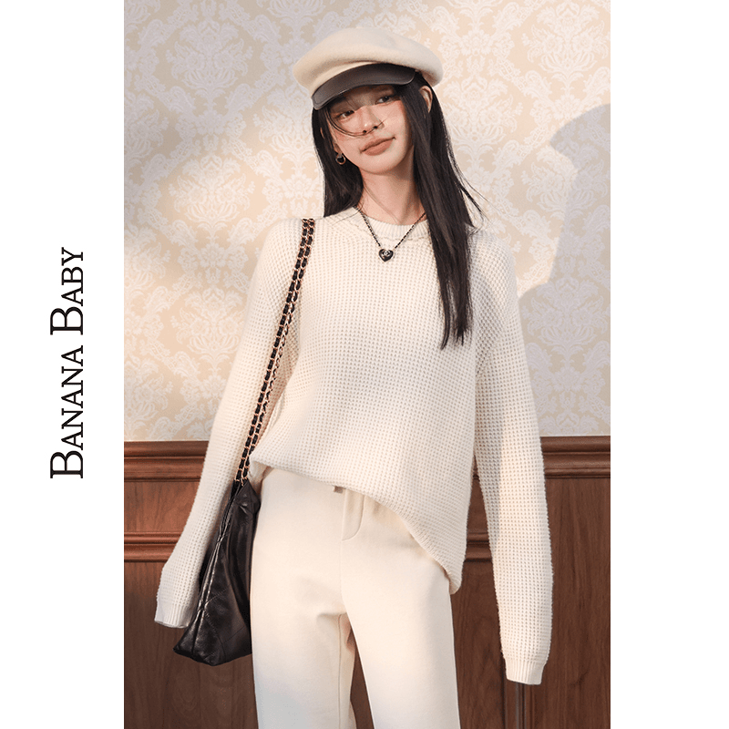 BANANA BABY款软糯温柔慵懒风针织衫女宽松小众百搭毛衣D234MY829