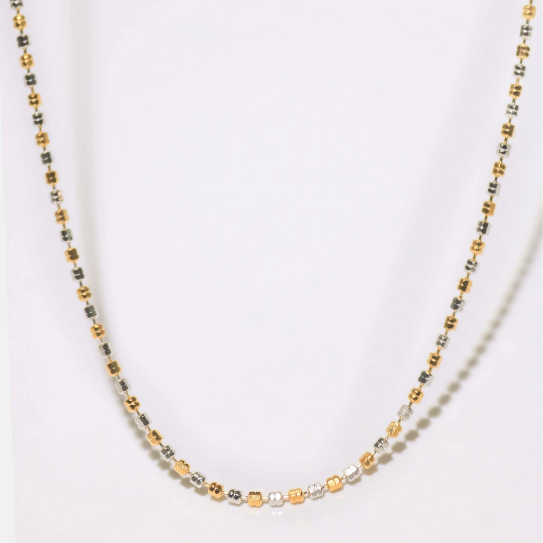 链子925银 项链锁骨链彩金色时尚项链车花圆珠链毛衣链素链