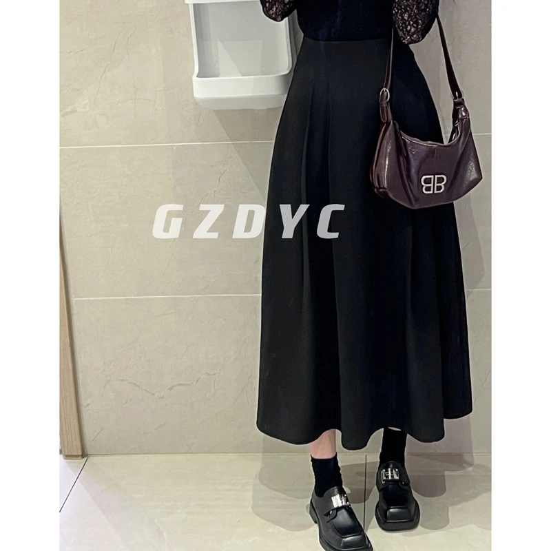 【鸽子的衣橱】轻舞 黑色气质设计感时尚高腰裙中长款显瘦半身裙