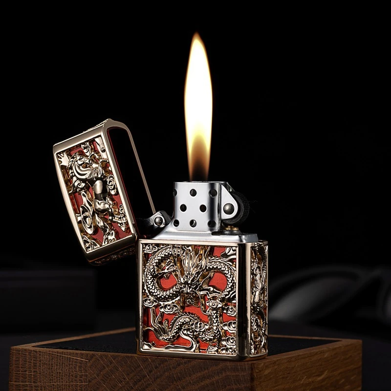 （小火火机）龙马精神盔甲浮雕系列纯铜壳煤油打火机高端档次金属
