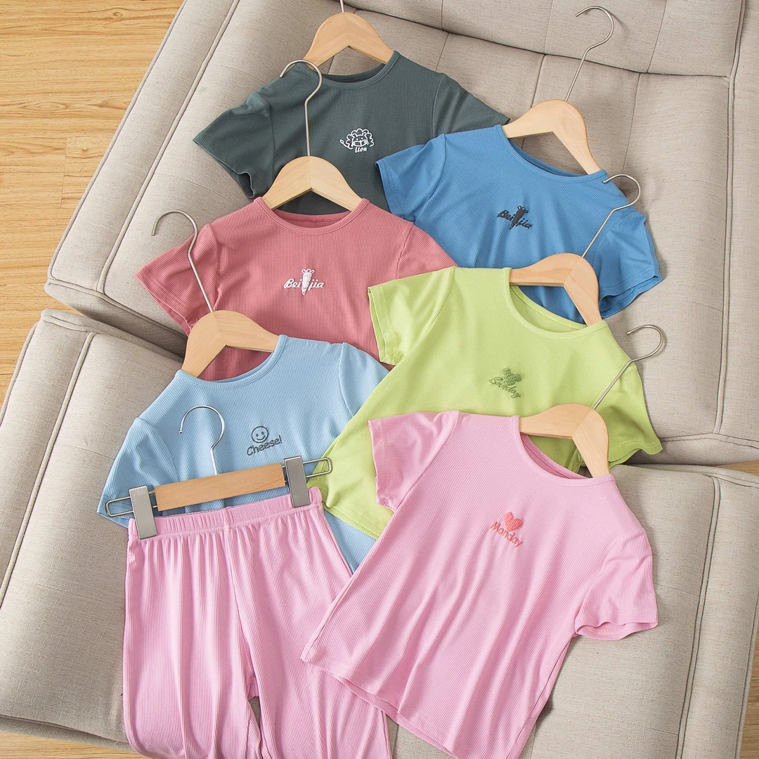 儿童薄款家居服短袖中裤套装男女童夏季空调服宝宝睡衣宽松居家服