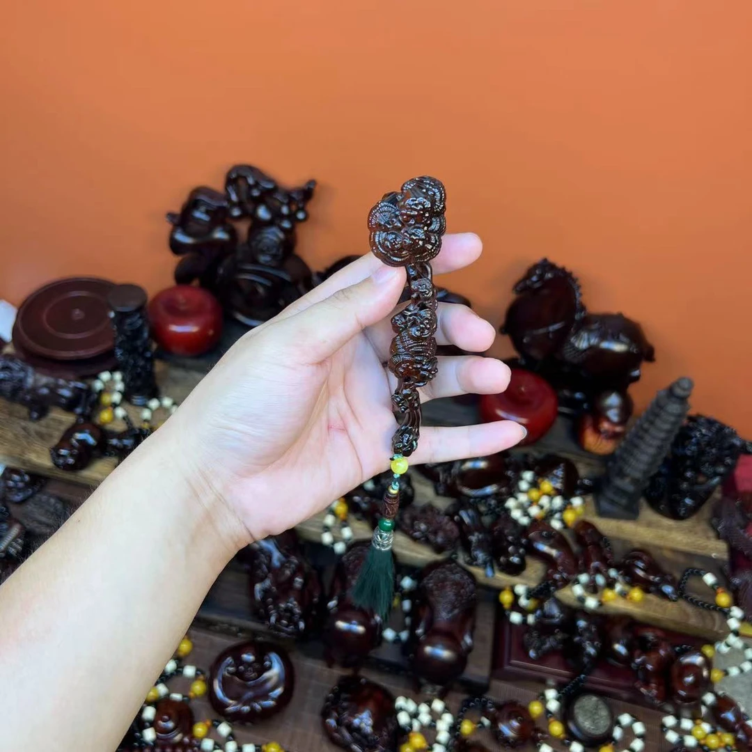 紫檀木【灵芝如意】手把件实木雕刻