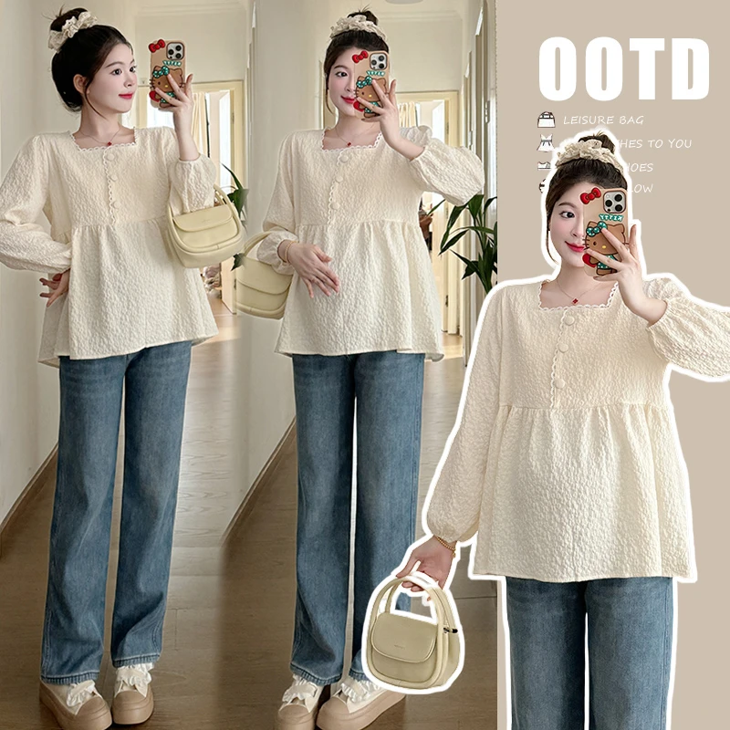 2025新款孕妇装春季韩版洋气减龄宽松百搭上衣娃娃衫潮显瘦衣服