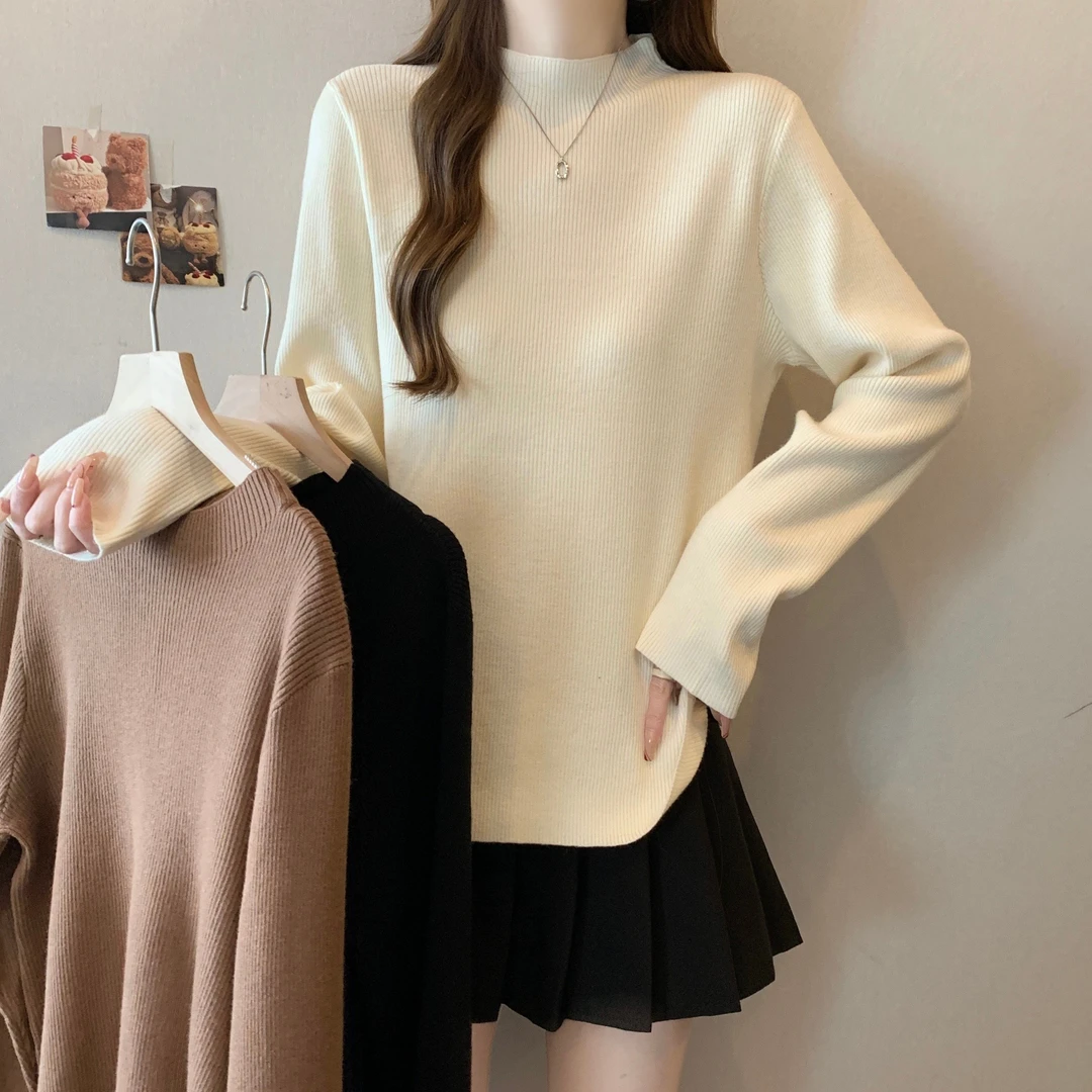 孕妇装毛衣秋冬装慵懒风半高领长袖针织上衣显瘦正肩孕妇打底衫冬