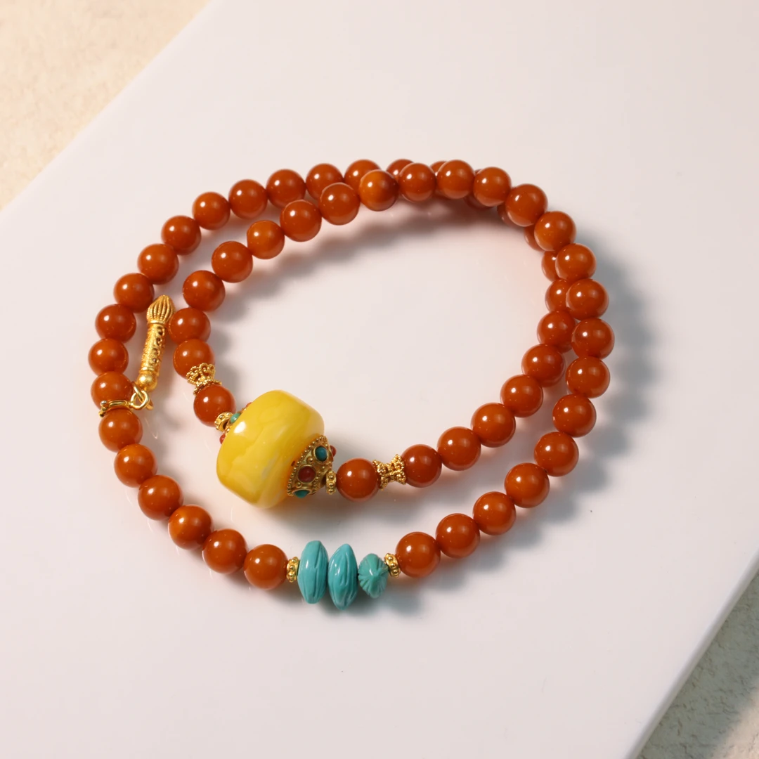 【心如珠宝精品店】蜜蜡双圈手串XK02615