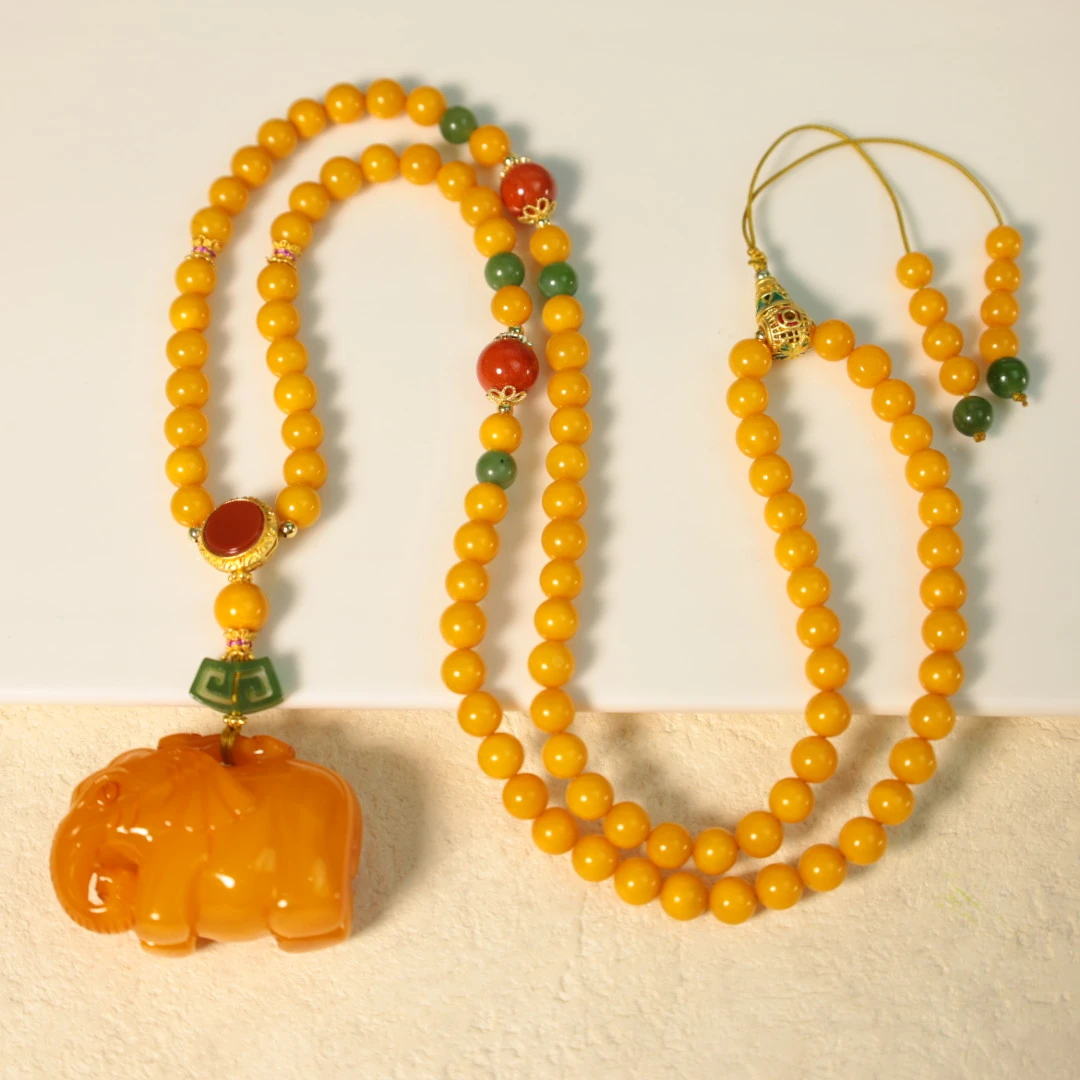 【心如珠宝精品店】蜜蜡大象diy设计款项链MLJ