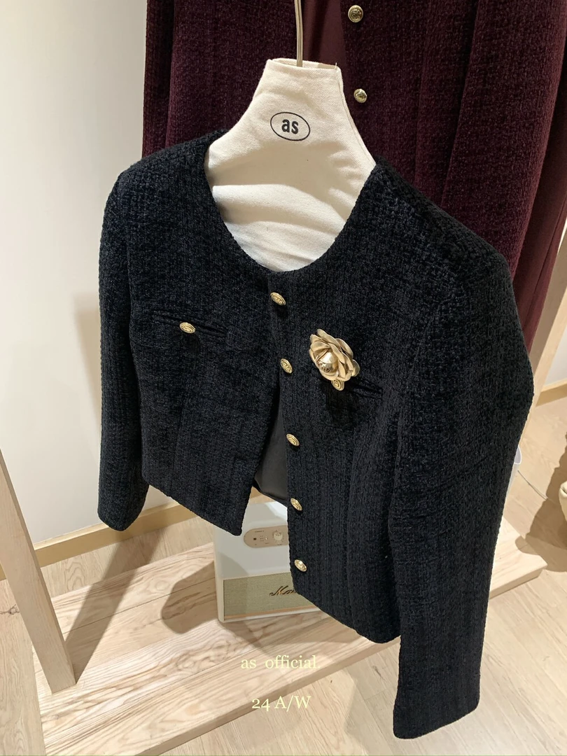 复古小香风外套女短款气质粗花呢夹克上衣