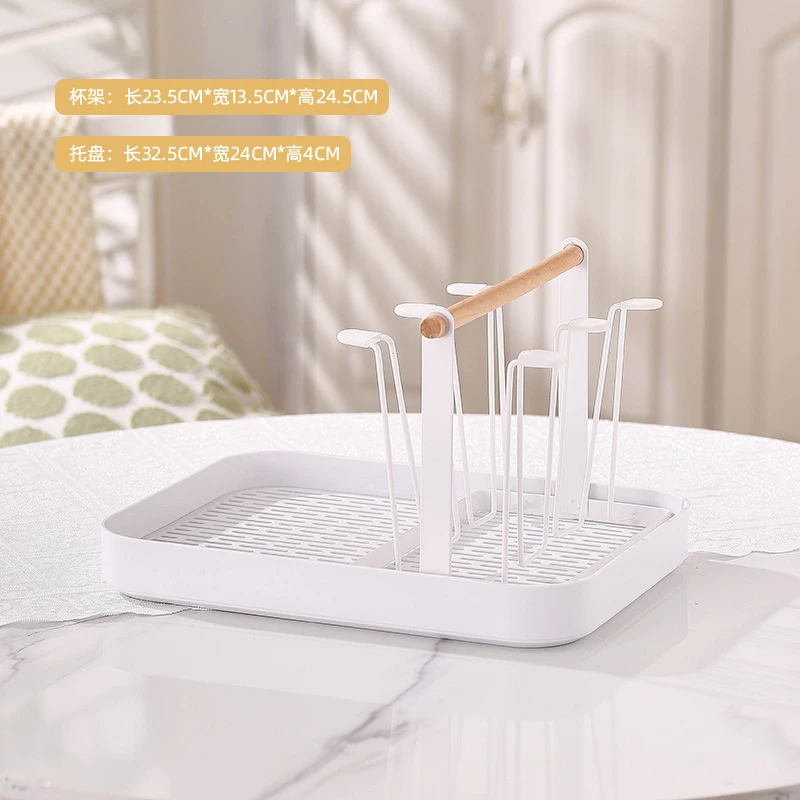 水杯架子置物架高端家用茶杯架带托盘防尘玻璃沥水杯架酒柜摆件